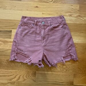 American Eagle ripped pink denim shorts